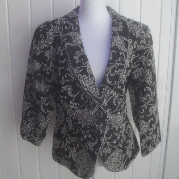 CAbi Blazer ELIZA Baroque Tapestry Black-Cream Print Size 8 - Picture 5 of 6